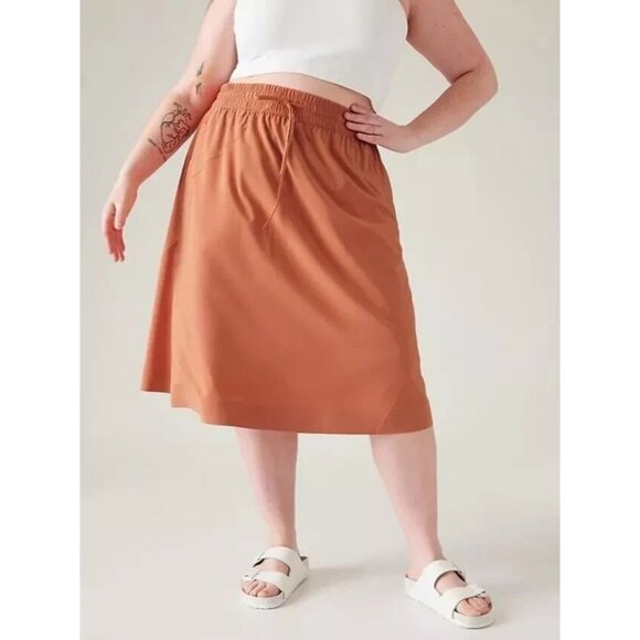Athleta Womens Arrival Skirt Orange Knee-Length W/ Pockets Size 10 Lightweight - Picture 1 of 16